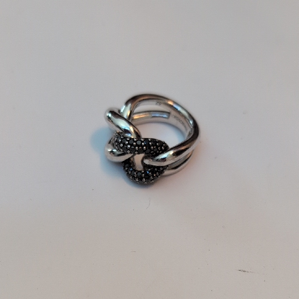 Source Unknown Silver And Black Knot Ring - image 2